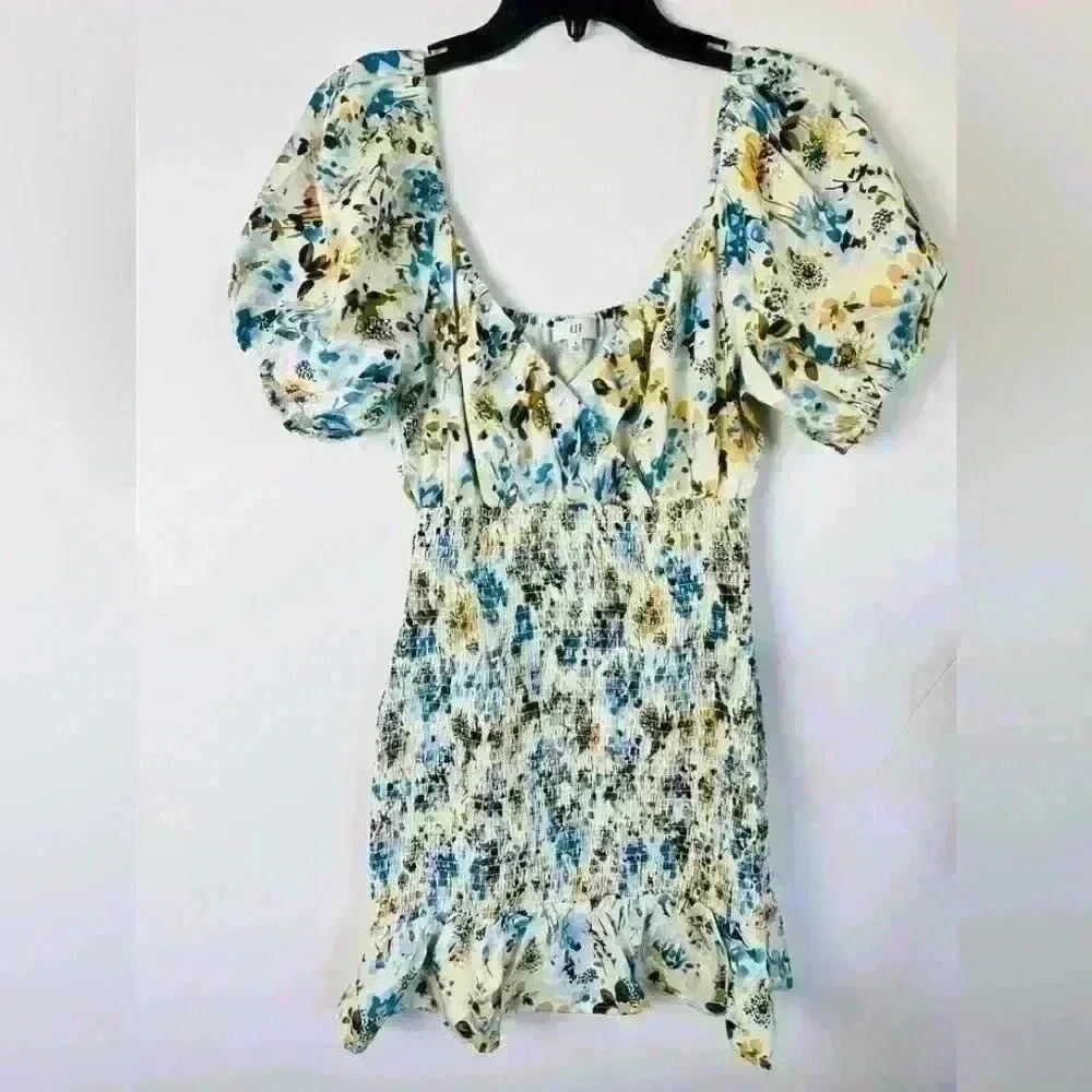 NSR Puff Sleeve Smocked Minidress